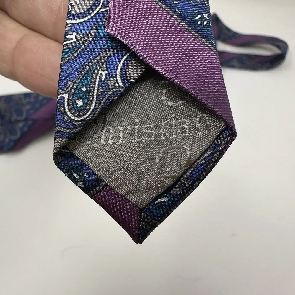 Vintage Christian Dior Monsieur Multi Color Geometric Medallion Silk Tie USA‎